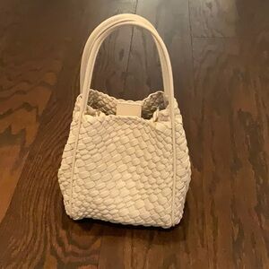 Anthropologie woven mini Hollace tote cream